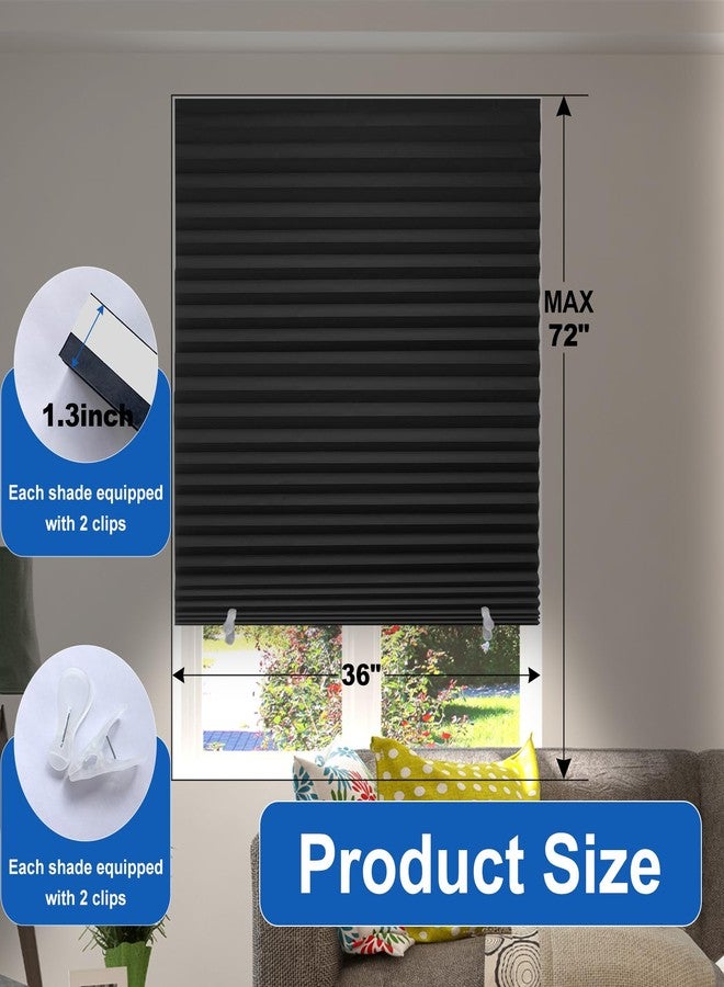 Blinhdome Blackout Paper Window Blinds 36" x 72" - 6 Pack Temporary Cordless Stick On Self-Adhesive No Drill Shades, Darkening Pleated Cover for Bedroom, Kitchen, Patio Door (Black, 100% Paper Material) - Image 3